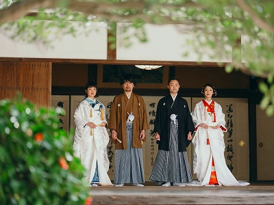 【京都宇治】若い二組の新郎新婦様の撮影でした。末永い幸せを祈念しております。