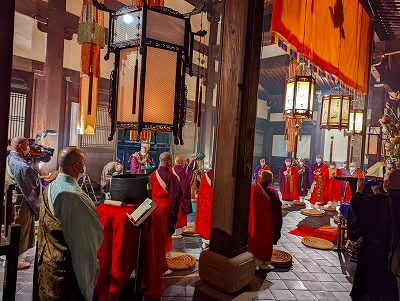 黄檗山萬福寺開山堂での大師号奉迎の様子です。
